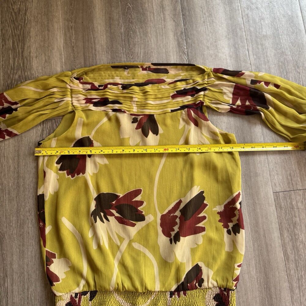 VERTIGO Paris Floral Blouse Sz XS Women's Boho Chic Green Brown Nude - Picture 3 of 12